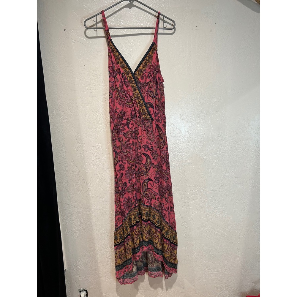 Maurices Pink Paisley Boho High Low Midi Dress XL Sleeveless V-Neck Rayon